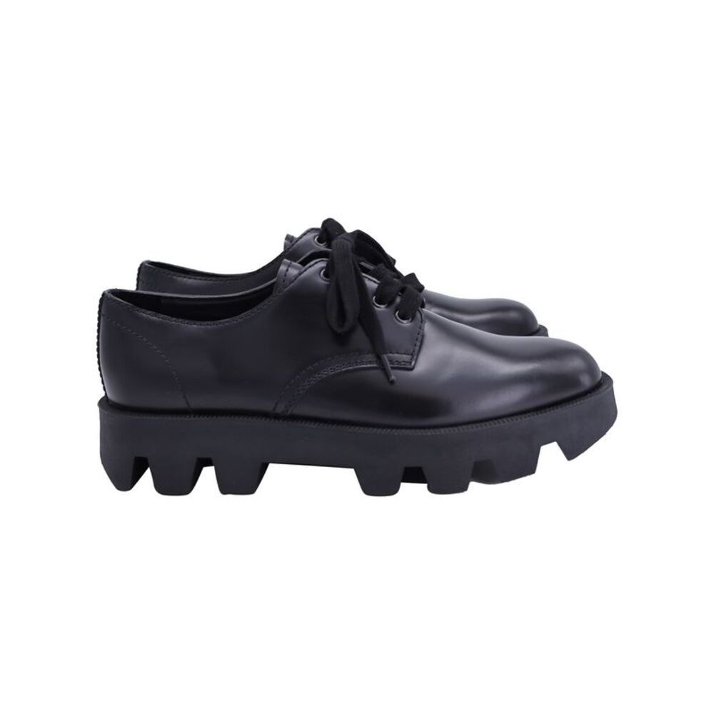Prada Rocksand Derby Shoes in Black Leather
